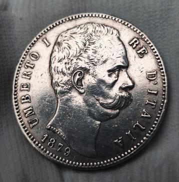5 lire 1879 Umberto I /Italia  beschikbaar voor biedingen