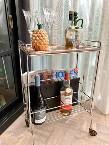 Vintage Dranken-Trolley met Lectuurhouder beschikbaar voor biedingen
