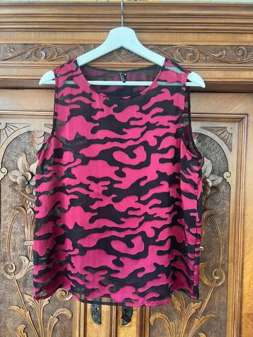 Half transparante top v SuperTrash mt 40, framboosrood/zwart beschikbaar voor biedingen