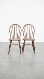 Set van 2 vintage houten Windsor stoelen uit de jaren '70, Ophalen, Gebruikt, Bruin, .