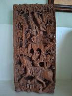 Oud Balinees 3d wandpaneel/ houtsnijwerk/ jaren '50, Ophalen of Verzenden