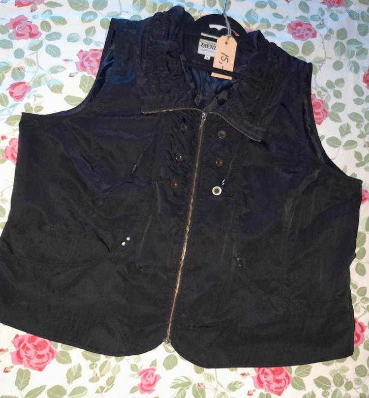 Zwart Mouwloos Vest Gilet Bodywarmer ZHENZI 58 XXL, Kleding | Dames, Grote Maten, Zo goed als nieuw, Trui of Vest, Zwart, Ophalen of Verzenden