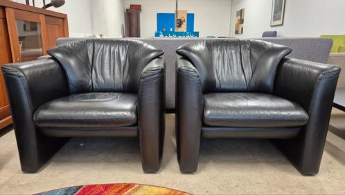 Klassieke zwarte leren Leolux Morion design fauteuils, Huis en Inrichting, Fauteuils, Gebruikt, Leer, 75 tot 100 cm, 75 tot 100 cm
