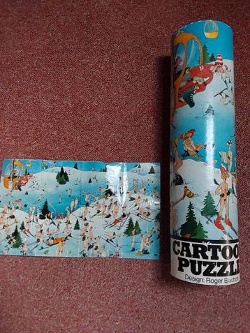 Cartoon puzzel, bloot op de piste. beschikbaar voor biedingen