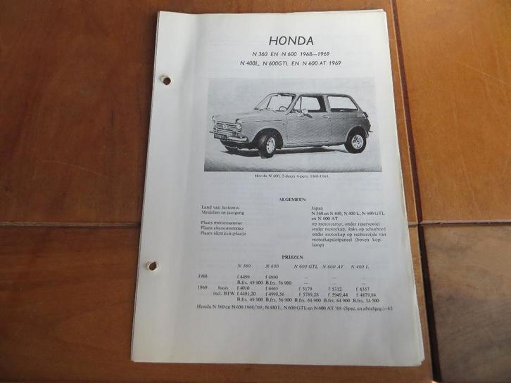 Vraagbaak Honda N 360, N 600, N 400L, N 600 AT 1968-69, Auto diversen, Handleidingen en Instructieboekjes, Ophalen of Verzenden