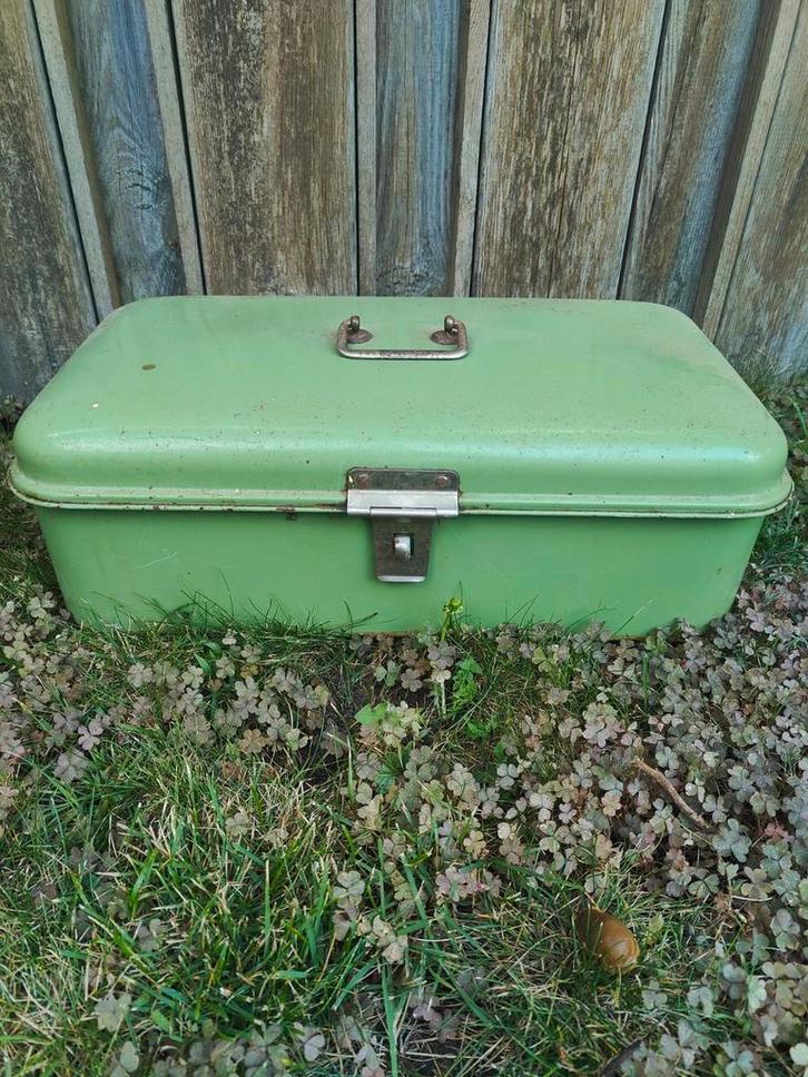 Vintage Groene Emaille Broodtrommel, Huis en Inrichting, Woonaccessoires | Kisten, Ophalen of Verzenden