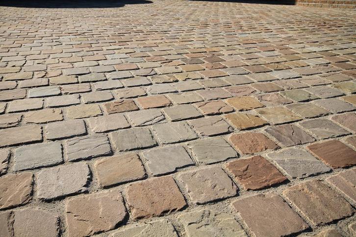 Kandla Multicolor Kwartsiet 14x14x3-5 cm Bekapt +-6 m², Tuin en Terras, Tegels en Klinkers, Nieuw, Overige typen, Natuursteen