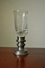 Oude Beker Goblet Glas met Tin 12 cm, Antiek en Kunst, Ophalen of Verzenden