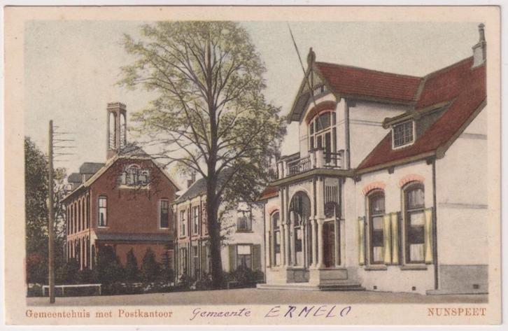 Nunspeet, Gemeentehuis met Postkantoor, Verzamelen, Ansichtkaarten | Nederland, Ongelopen, Gelderland, 1920 tot 1940, Verzenden