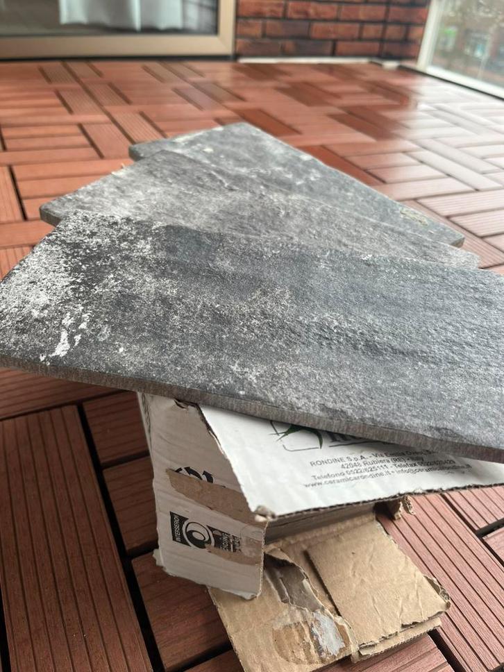 Mooie tegels (12,5x25cm) - Ongebruikt - Grijs - Rustiek, Doe-het-zelf en Verbouw, Tegels, Zo goed als nieuw, Vloertegels, Keramiek