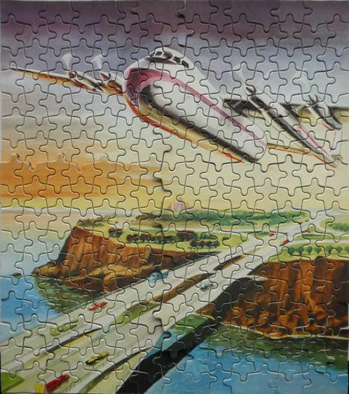puzzel ca 1950 Tower Press, vliegtuig boven het kanaal, Antiek en Kunst, Antiek | Speelgoed, Ophalen of Verzenden