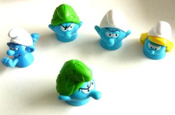 5 VINGERPOPJES VAN DE SMURFEN 4 MET 1 DUBBEL NATUURSMURF beschikbaar voor biedingen