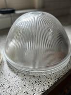 Hanglamp glas met ribbel “Holophane lamp”, Ophalen