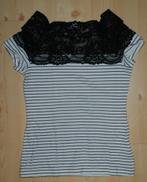 H&M gestreept shirt maat 158 (xs) met zwarte kant aan de bov, Kinderen en Baby's, Kinderkleding | Maat 158, Gebruikt, Meisje, H&M