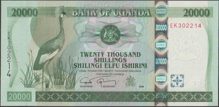 Uganda 20.000 shillings 2009 UNC p.46d (# 799), Postzegels en Munten, Bankbiljetten | Afrika, Los biljet, Overige landen, Verzenden
