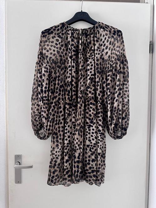 H&M zomerse luipaard jurk maat L met pofmouwen, Kleding | Dames, Jurken, Zo goed als nieuw, Maat 38/40 (M), Bruin, Boven de knie