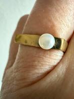 R270/Vintage Bronzen vierkante ring met Parel 16 1/4, Sieraden, Tassen en Uiterlijk, Ringen, Overige materialen, Gebruikt, Overige kleuren