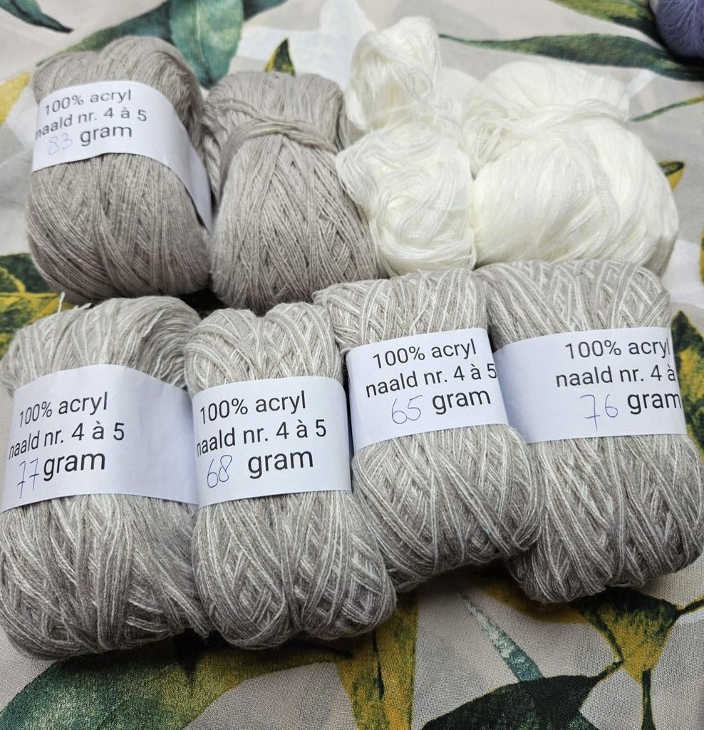 7,5 bollen garen grijs en wit, Ophalen of Verzenden, Nieuw, Breien of Haken, Wol of Garen