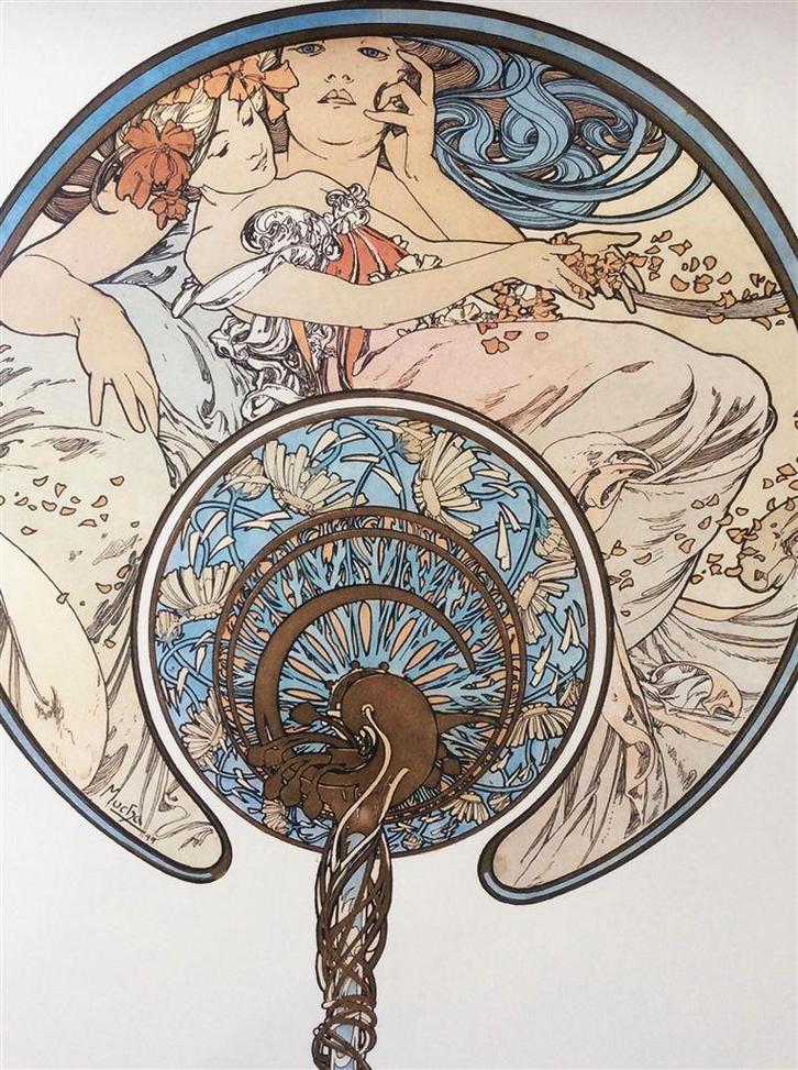 Grote ALPHONSE MUCHA - Passing Wind Jugendstil Poster, Verzamelen, Posters, Nieuw, Film en Tv, A1 t/m A3, Ophalen of Verzenden