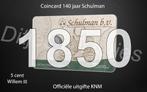 140 jaar Schulman in coincard KNM - 5 cent 1850 zilver, Zilver, Ophalen of Verzenden, Koning Willem III, 5 cent