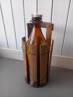 Zweedse bier brouwerij fles in houten houder, Antiek en Kunst, Curiosa en Brocante, Ophalen of Verzenden