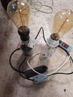 Handgemaakte lamp met ouderwetse fitting, Huis en Inrichting, Lampen | Hanglampen, Ophalen, Gebruikt, Glas, Minder dan 50 cm