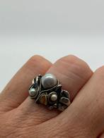 X670 Prachtige zilveren Perli ring (verstelbaar), Sieraden, Tassen en Uiterlijk, Ophalen of Verzenden, Zilver, Ring, Met edelsteen