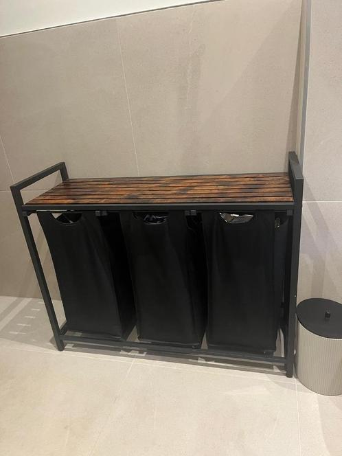 Wasmand met 3 vakken , Wassorteerder , 114L , vintage Bruin, Huis en Inrichting, Badkamer | Badtextiel en Accessoires, Nieuw, Overige typen