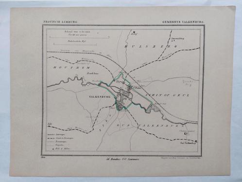 60 / Gemeente Valkenburg Limburg Litho 1866 door J. Kuyper, Antiek en Kunst, Kunst | Litho's en Zeefdrukken, Ophalen of Verzenden