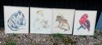 Meyer Garlen Vintage 70ties 4 watercolor wild animals Prints, Antiek en Kunst, Kunst | Litho's en Zeefdrukken, Ophalen of Verzenden