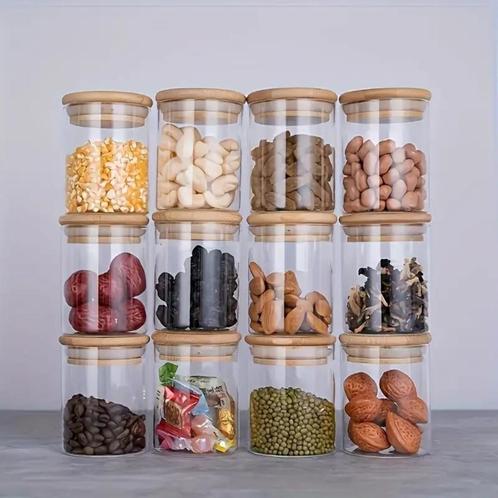 bamboe potjes 6 stuks 250ml NIEUW voorraadpotjes, Huis en Inrichting, Keuken | Potten en Pannen, Nieuw, Pot, Bus of Blik, Overige materialen
