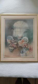 Schilderij Interieur met Stoelen en Bloemen - 51x41cm, Ophalen