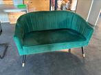 Groen velvet bankje, Ophalen, Gebruikt, Tweepersoons, Minder dan 150 cm