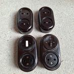 4 Bakeliet Stopcontacten 50er Jaren samen €40.- Vintage, Doe-het-zelf en Verbouw, Elektra en Kabels, Ophalen of Verzenden