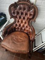 Antieke leren stoel, Ophalen of Verzenden