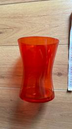 Oranje rode vaas glas 20 cm hoog, Minder dan 50 cm, Glas, Oranje, Gebruikt