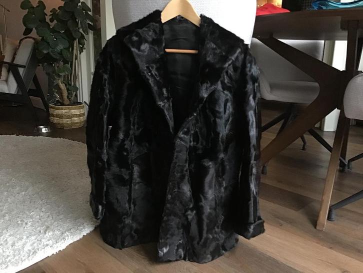 Vintage bontjas jaren 30, Kleding | Dames, Jassen | Winter, Zo goed als nieuw, Maat 38/40 (M), Zwart, Ophalen of Verzenden