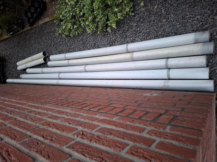 PVC regenpijp 80mm  ca 14 meter, Doe-het-zelf en Verbouw, Buizen en Afvoer, Gebruikt, Afvoer, Pvc, 6 meter of meer, 80 mm of meer