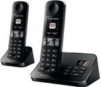 Philips D605 Duo Zwart Handsfree telefoon, Ophalen of Verzenden, Stralingsarm, 2 handsets, Zo goed als nieuw