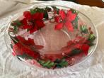 Prachtige grote glazen schaal met kerstster in rand, Ophalen, Schaal, Rond, Nieuw