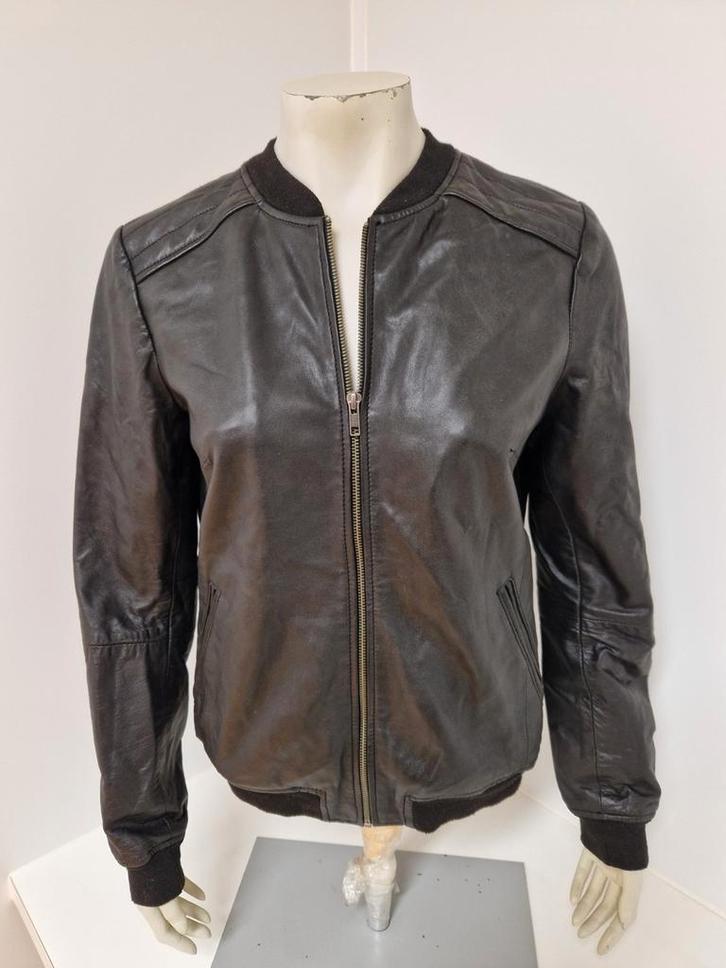 LEREN dames HEMA  jas maat M, Kleding | Dames, Jassen | Winter, Zo goed als nieuw, Maat 38/40 (M), Zwart, Ophalen of Verzenden
