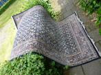 Handgeknoopt tapijt Bochara indigo blauw en roze, dikknopige, Gebruikt, 100 tot 150 cm, Ophalen of Verzenden, Rechthoekig