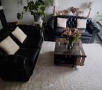 2+3zits originele chesterfield zwart leer, Huis en Inrichting, Banken | Bankstellen, Ophalen, Zo goed als nieuw, 75 tot 100 cm