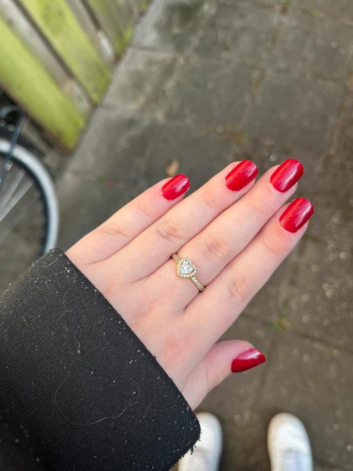Pandora Ring Hartje, maat 54, verguld goud., Sieraden, Tassen en Uiterlijk, Ringen, Zo goed als nieuw, Dame, 20 of groter, Goud