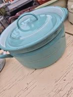 Vintage Emaille Pan met Deksel - Lichtblauw, Ophalen of Verzenden