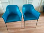 Eetkamerstoelen 4 stuks echt leer Movani Turquoise petrol, Huis en Inrichting, Stoelen, Ophalen, Blauw, Leer, Zo goed als nieuw