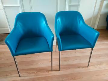 Eetkamerstoelen 4 stuks echt leer Movani Turquoise petrol beschikbaar voor biedingen