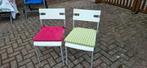 Witte stapelbare Ikea stoeltjes, met kussen, Huis en Inrichting, Stoelen, Ophalen, Gebruikt, Twee, Wit