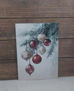Kerst-kaart tak met kerstballen, Ophalen of Verzenden, 1980 tot heden, Ongelopen, Feest(dag)