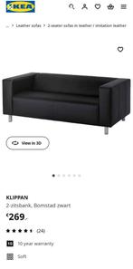 Ikea Klippan 2-zitsbank - Zwart, Gebruikt, Tweepersoons, Ophalen of Verzenden, Minder dan 150 cm